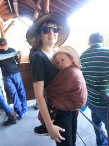 Torso carry in line at the amusement park