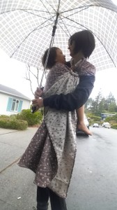 Rainy Day on my way to work. 2 hands free for my umbrella and bags.