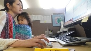 Working while wearing in a Front Wrap Cross Carry